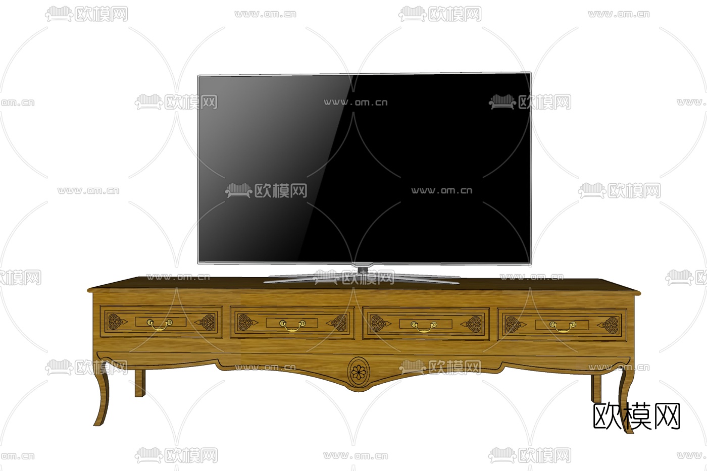 欧式实木电视柜免费su模型下载