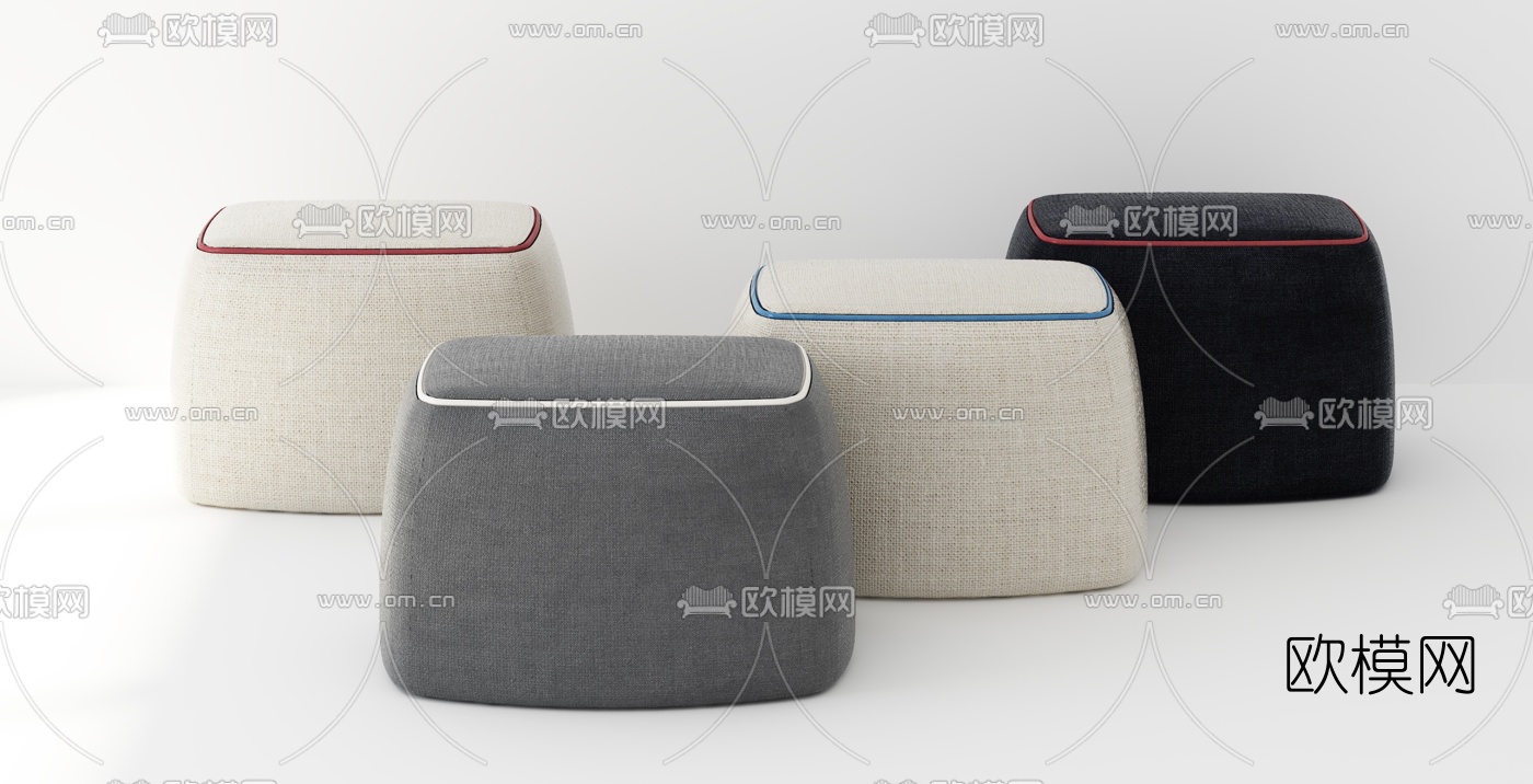 现代布艺矮凳3d模型