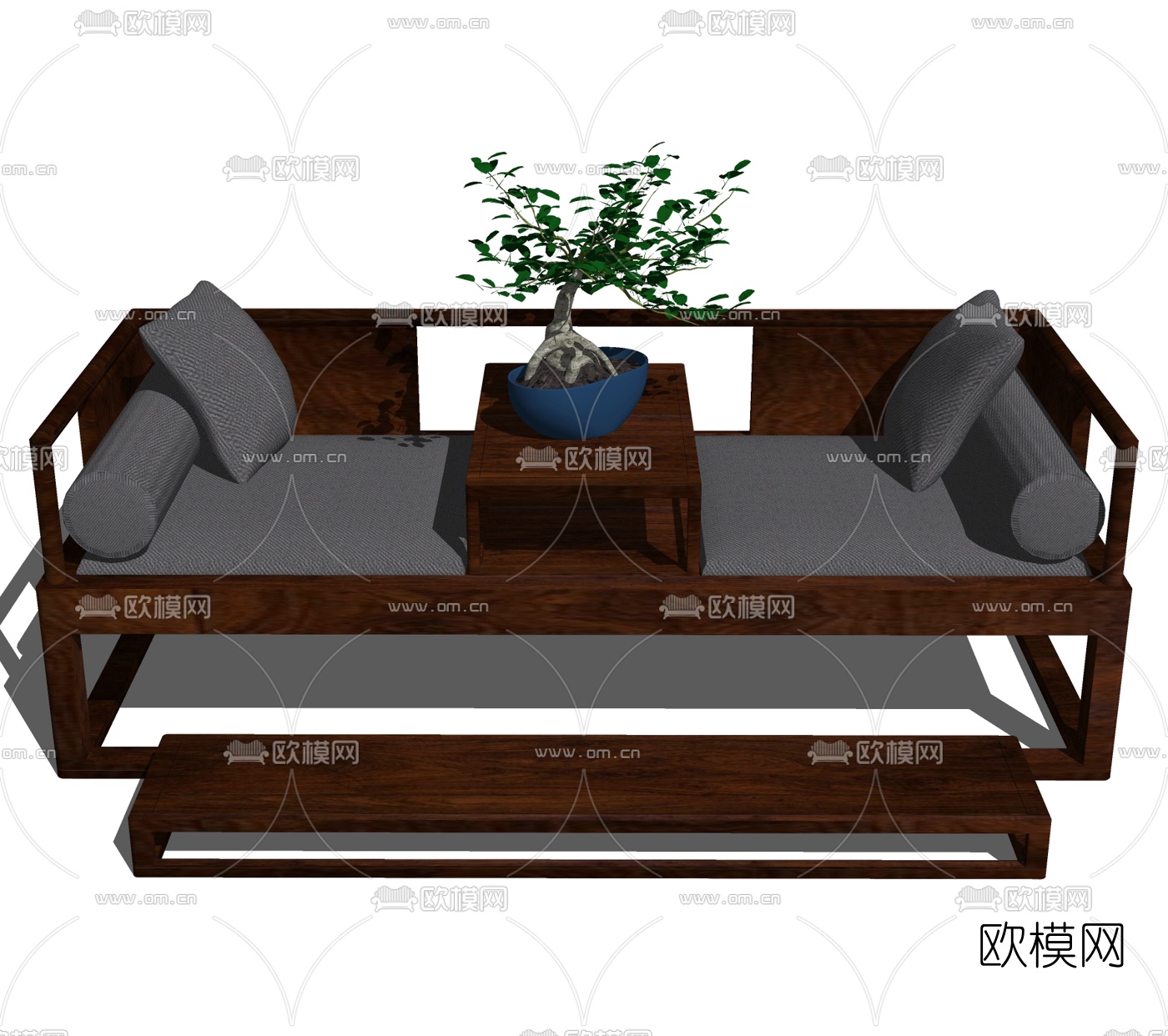 中式罗汉床免费su模型下载