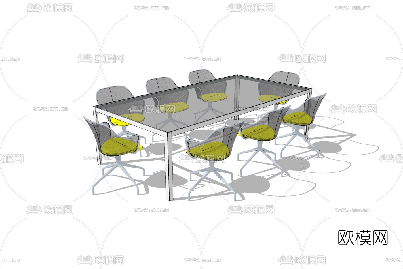 现代会议桌免费su模型下载