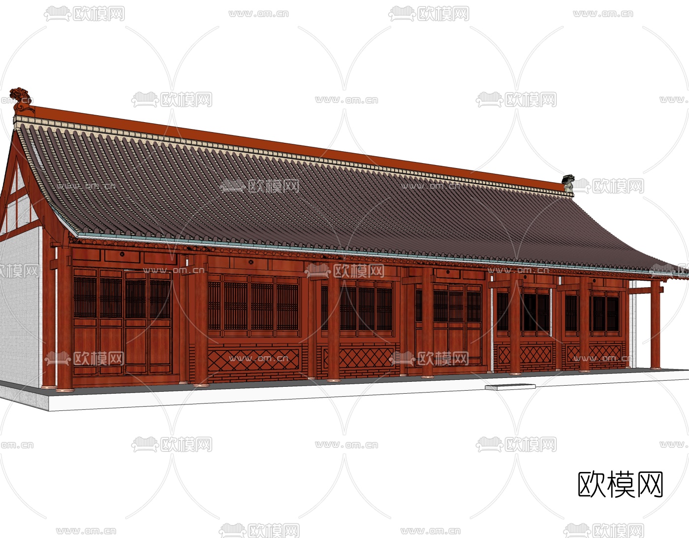 中式古建殿宇免费su模型下载