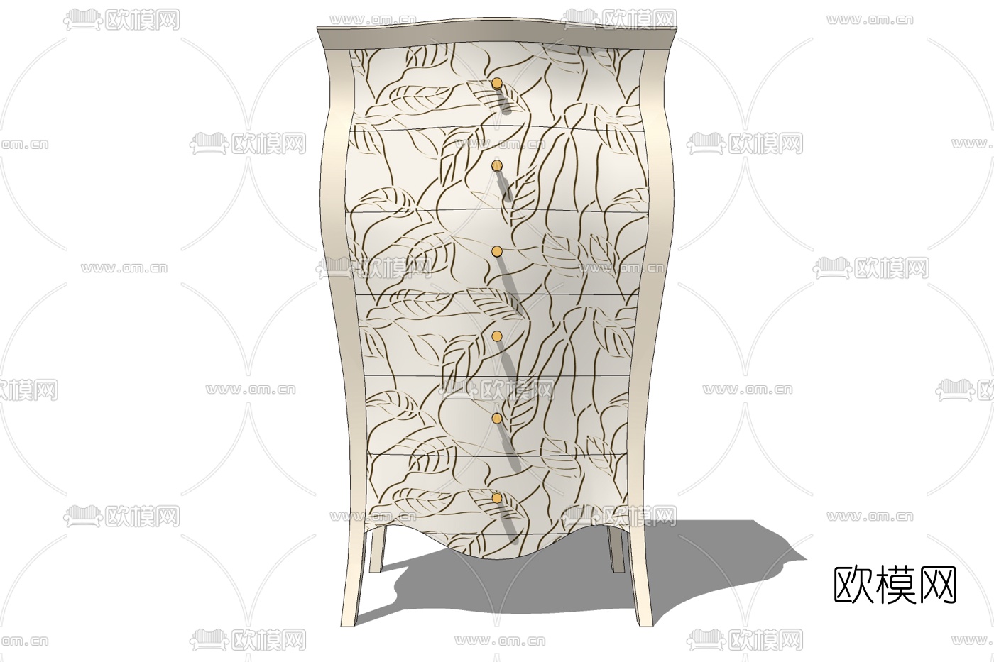 欧式实木边柜斗柜免费su模型下载