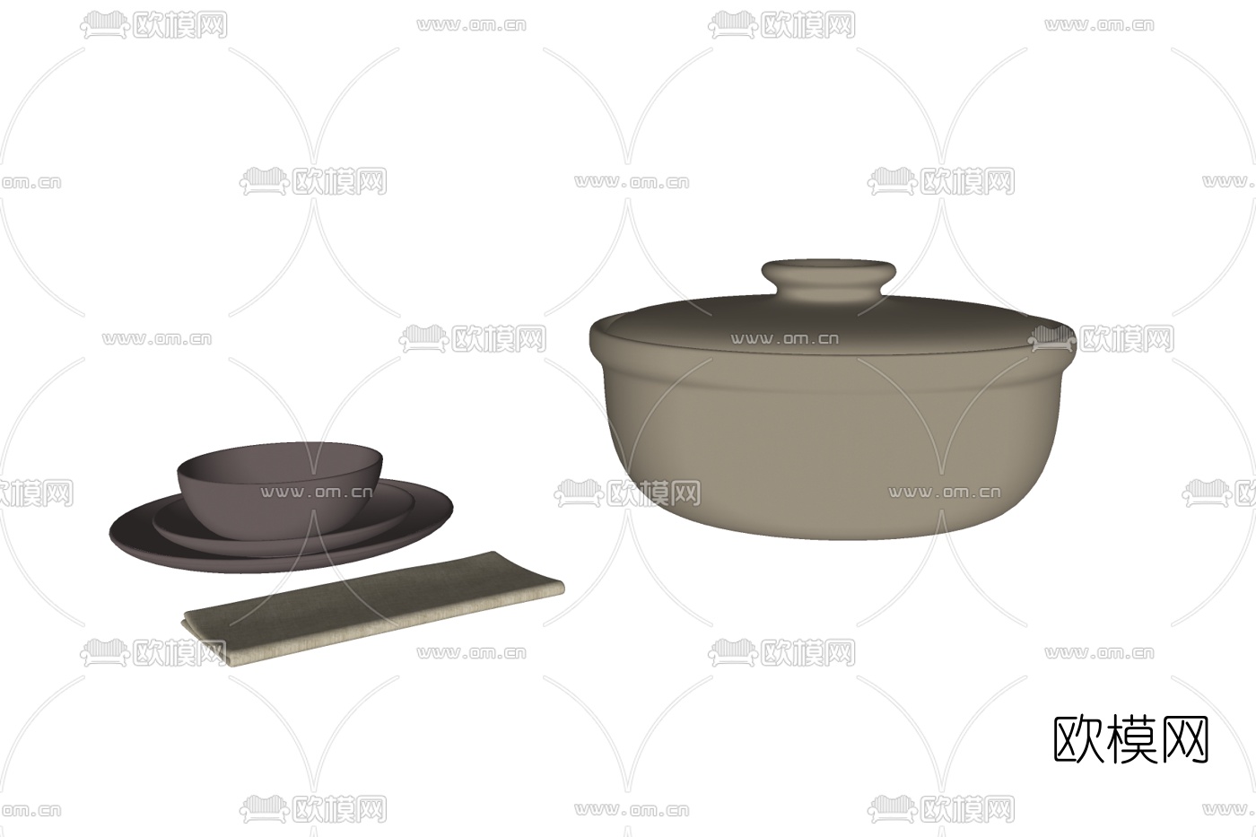 现代饭碗碟子餐具免费su模型下载