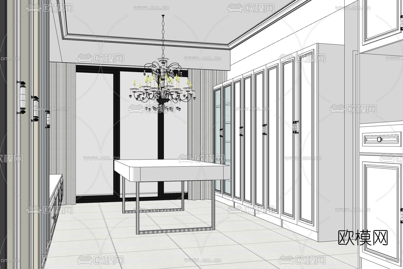 欧式衣帽间免费su模型下载