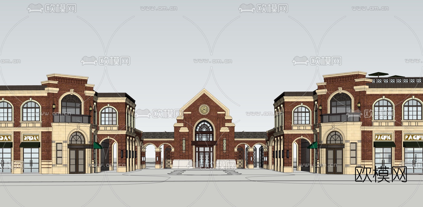 欧式沿街商业建筑免费su模型下载