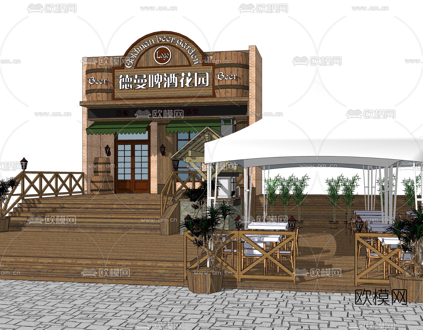 欧式快餐店免费su模型下载