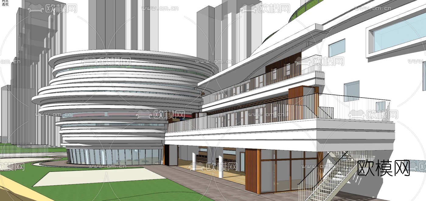 现代幼儿园外观su模型下载（渲染图6）