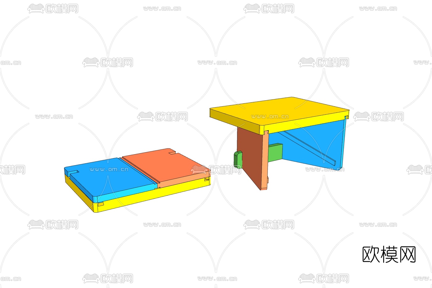 现代儿童桌椅免费su模型下载