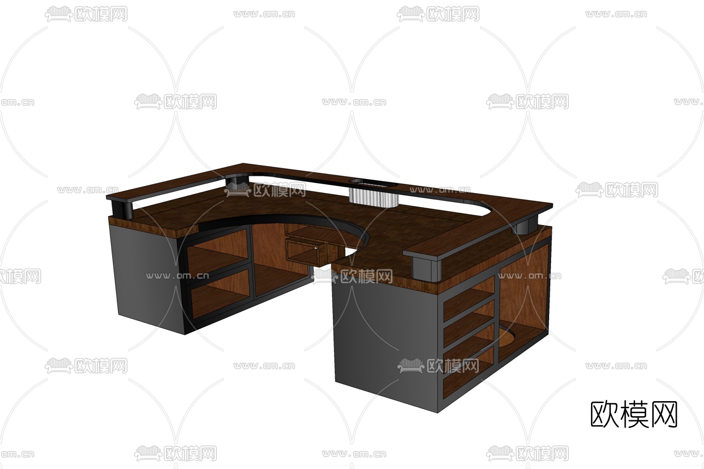 现代实木边柜免费su模型下载