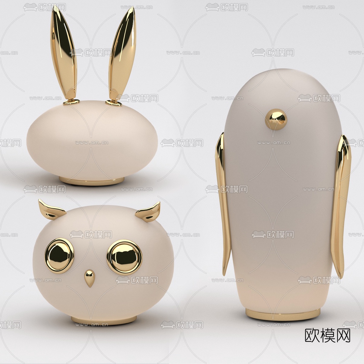 现代动物金属摆件3d模型