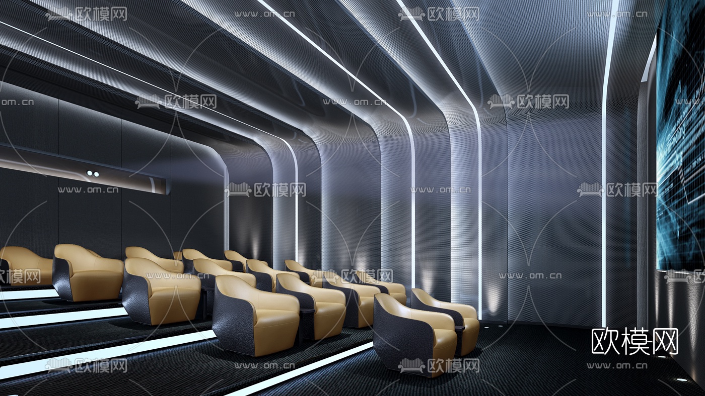 现代电影院放映厅3d模型