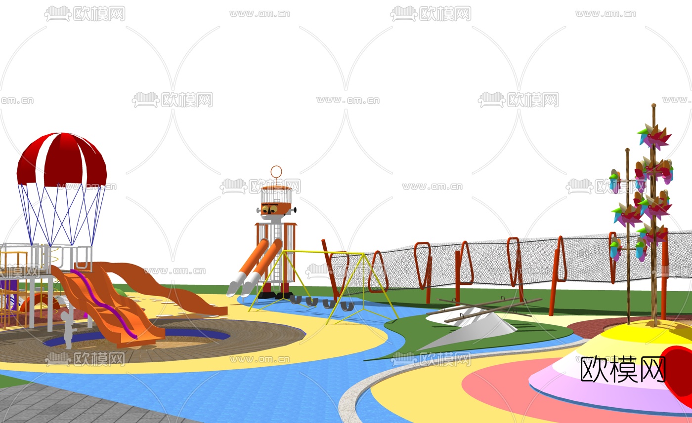 现代儿童游乐场su模型下载（渲染图1）