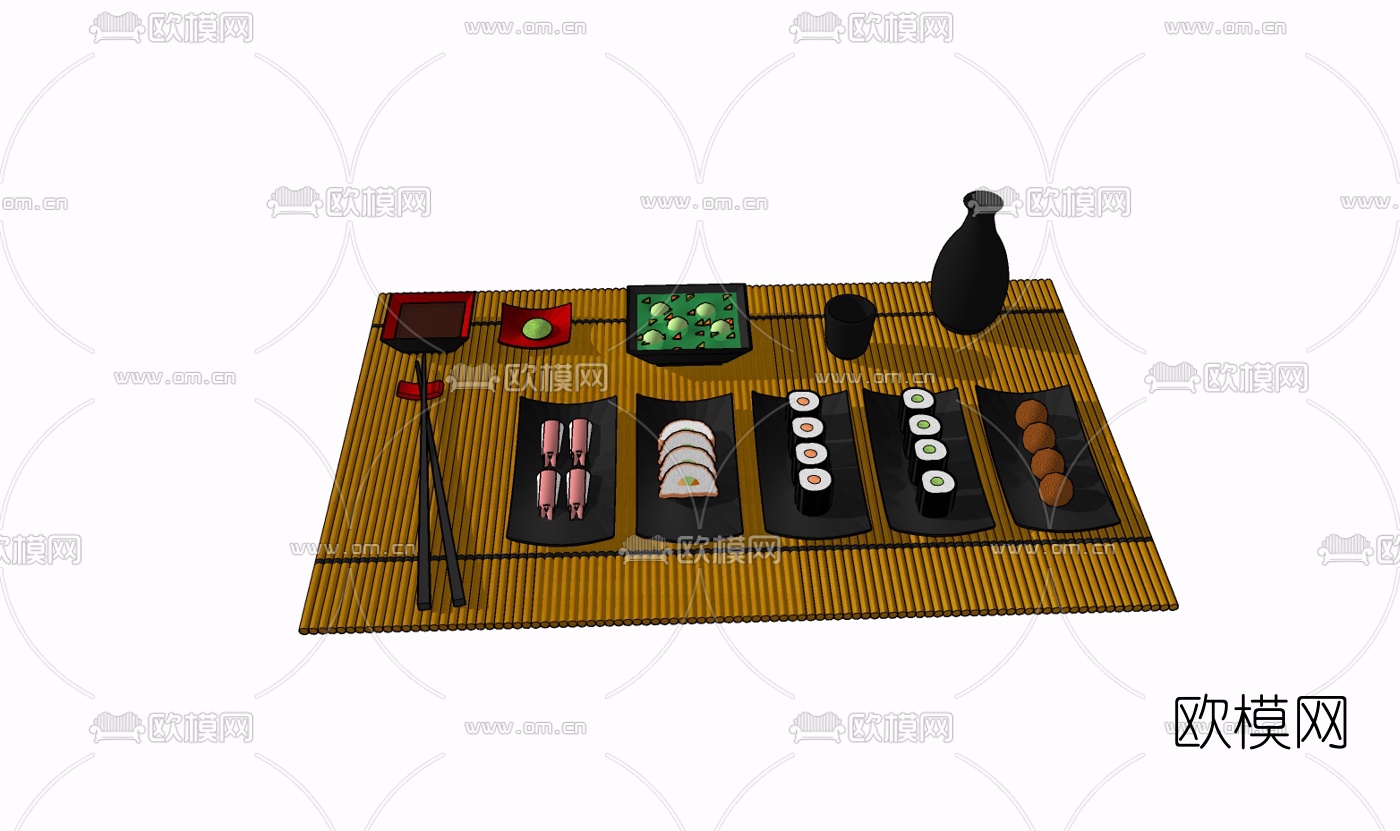 日式餐具免费su模型下载