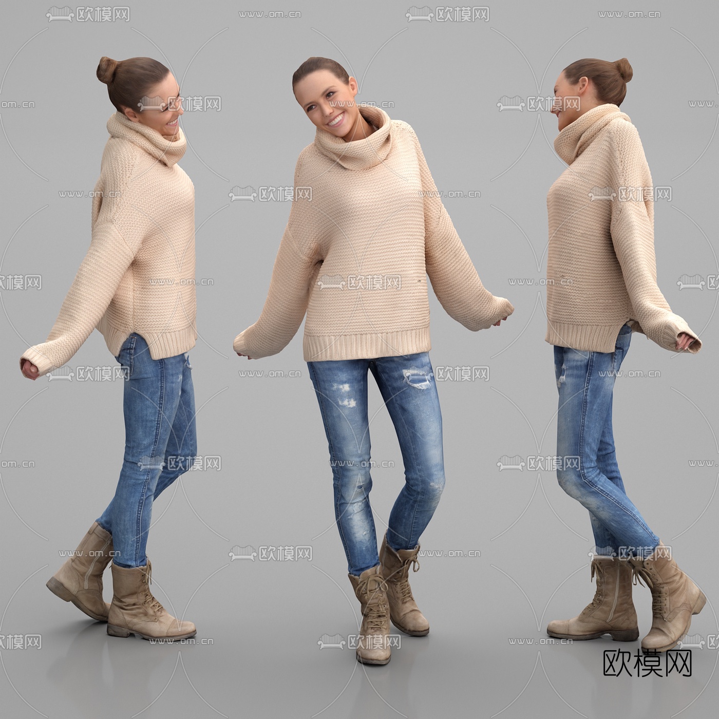 现代欧洲女性3d模型下载