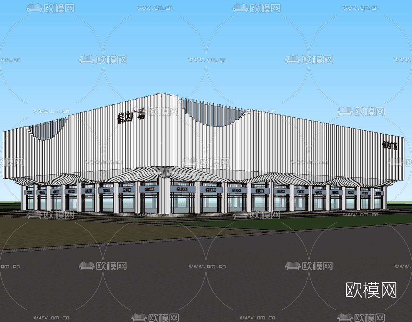 现代商业建筑免费su模型下载