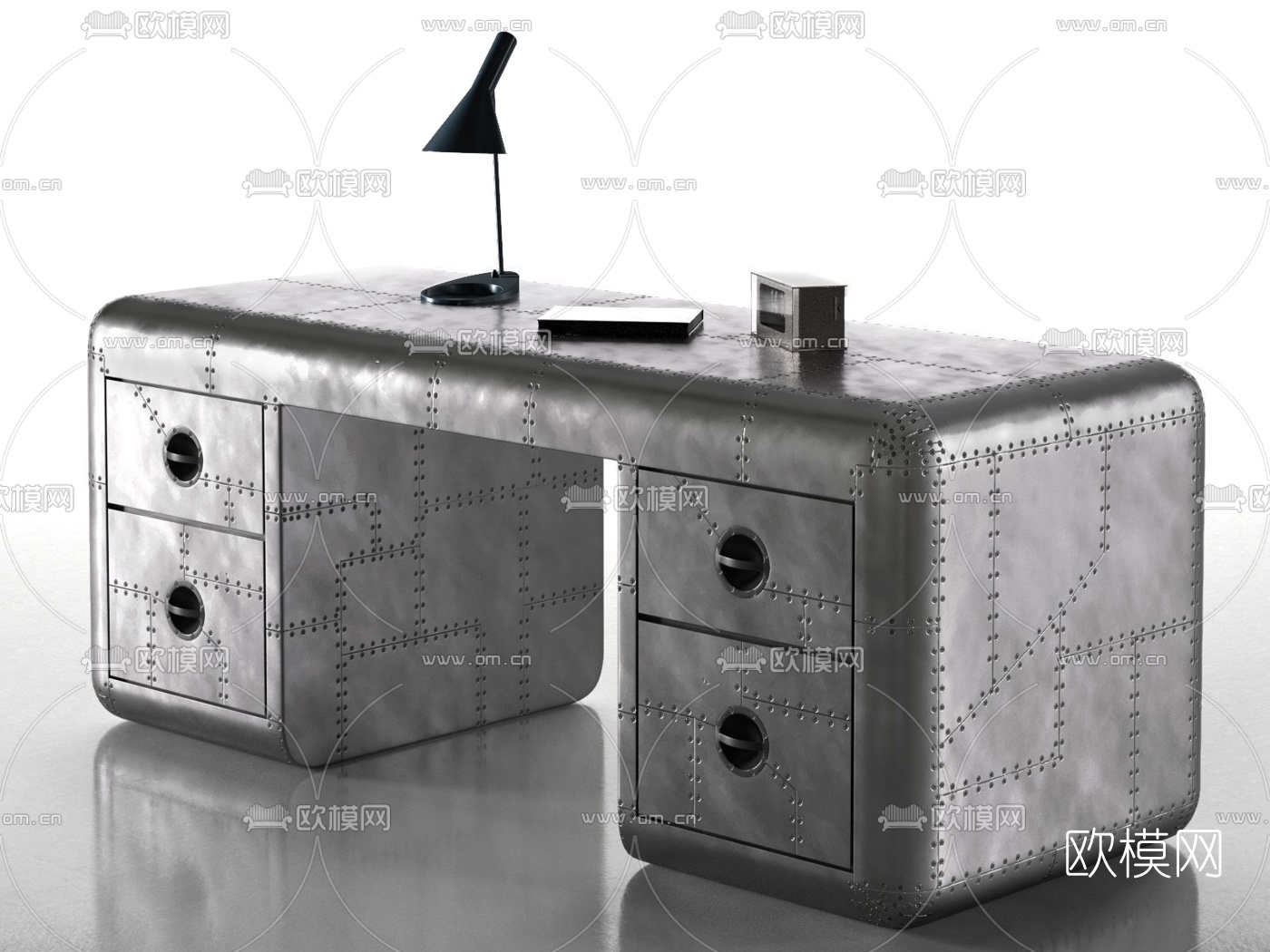 工业风金属班台办公桌3D模型