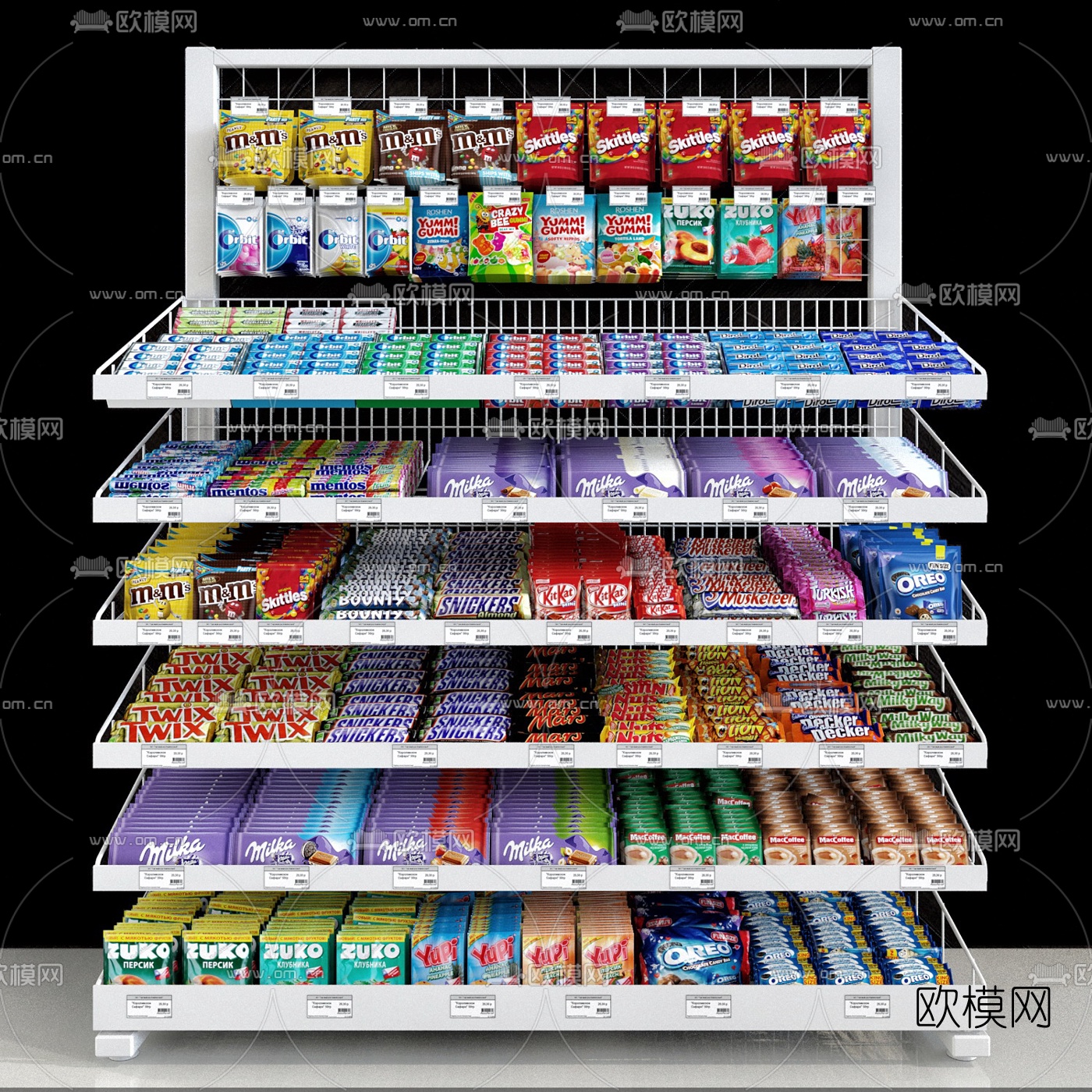 现代零食货架3d模型下载（渲染图1）