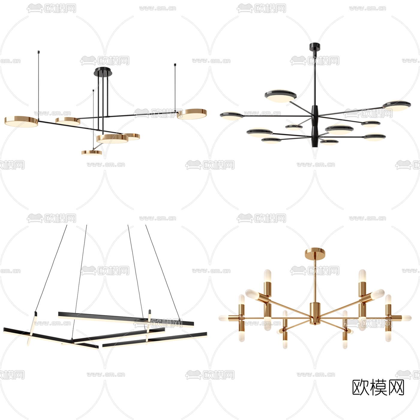 现代金属吊灯组合3d模型