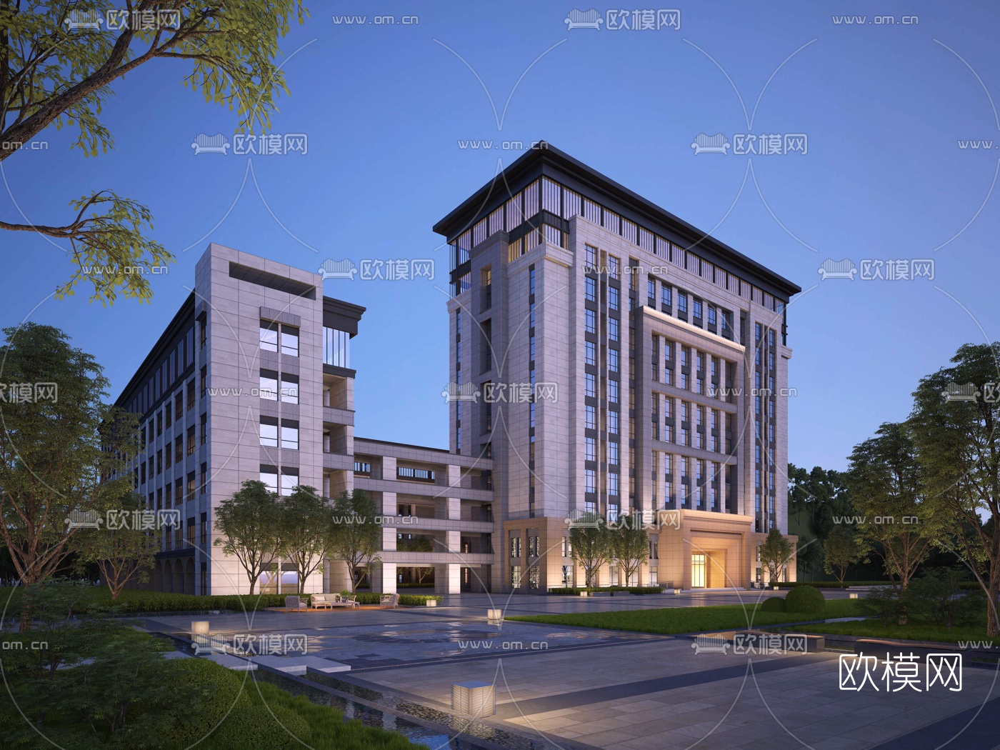 现代办公楼建筑外观3d模型