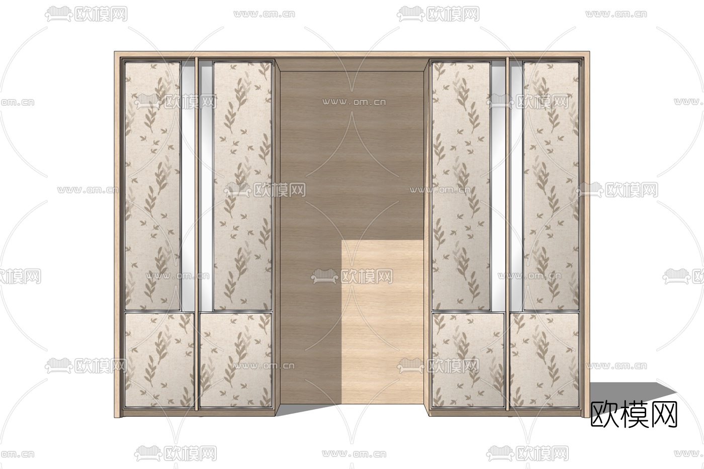 北欧原木衣柜免费su模型下载