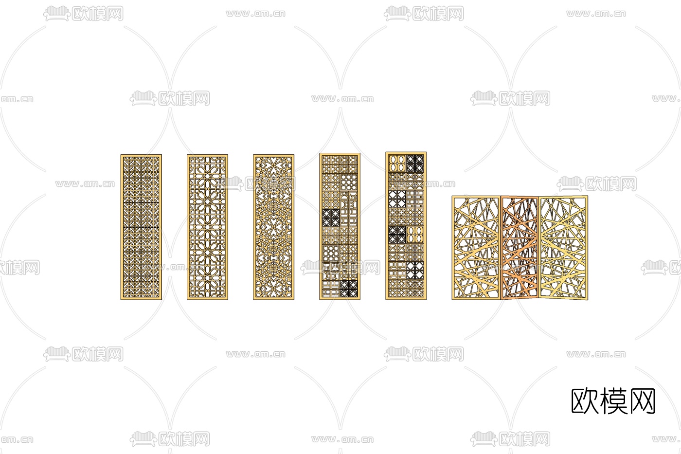 现代金属屏风隔断免费su模型下载