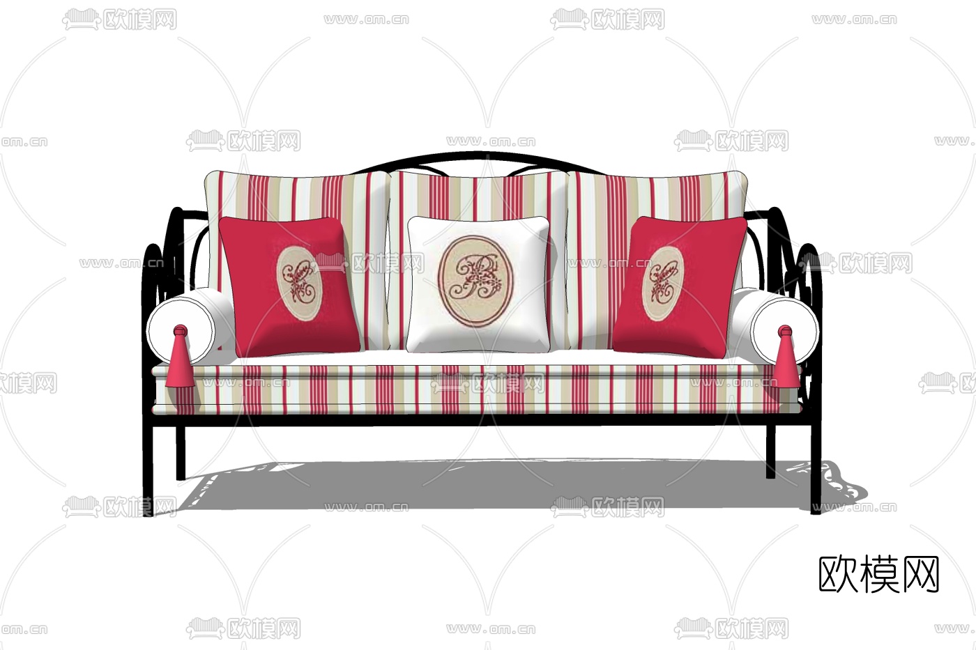 现代布艺多人沙发免费su模型下载
