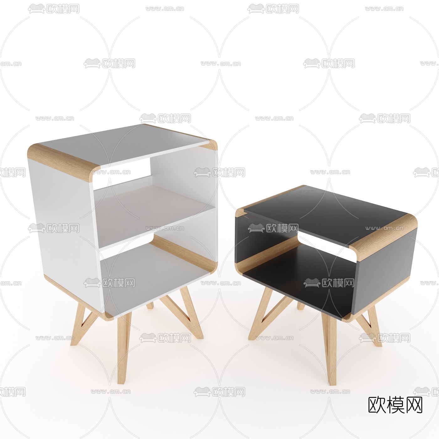 现代简易床头柜3d模型