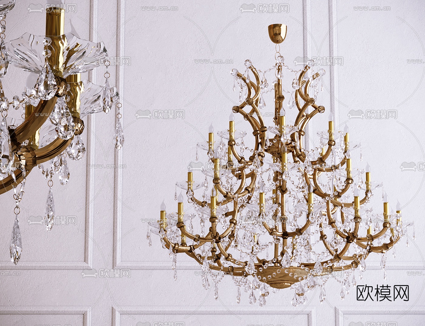 现代轻奢水晶多层吊灯3d模型下载