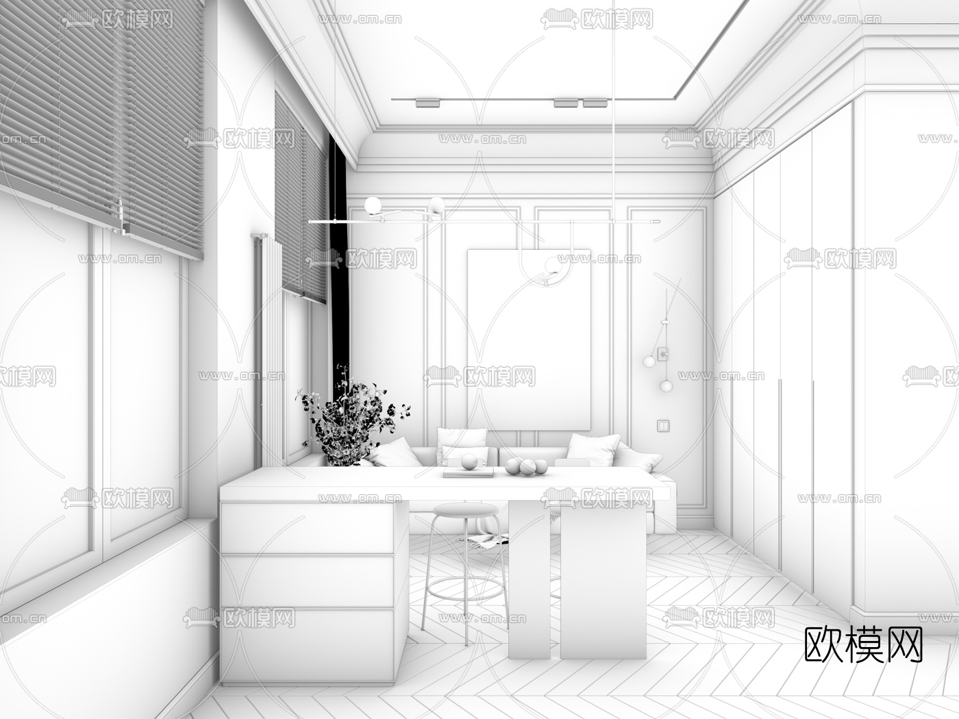 北欧公寓客厅3d模型