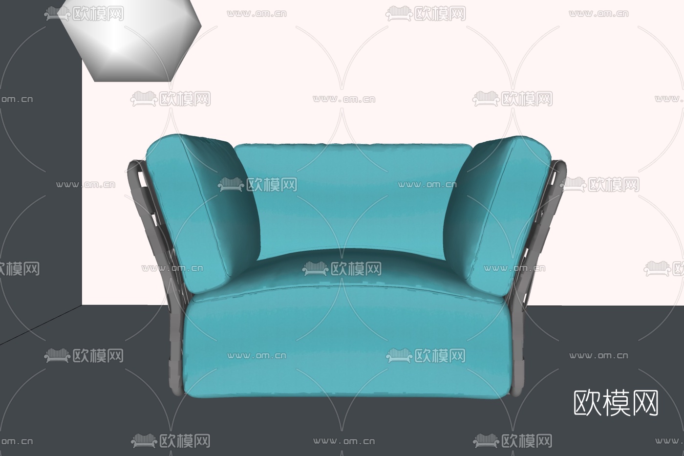 现代布艺单人沙发免费su模型下载