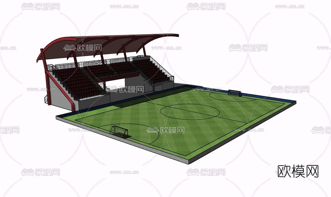 现代足球场免费su模型下载