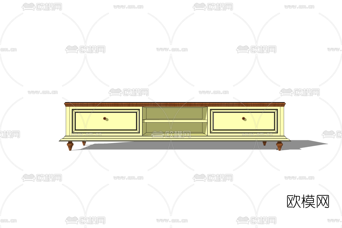 欧式实木电视柜免费su模型下载
