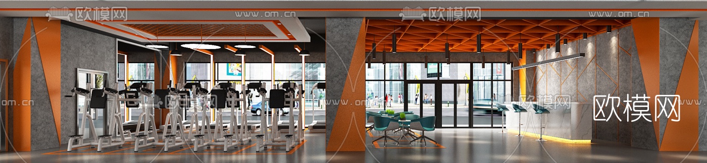 现代健身房3d模型下载（渲染图2）