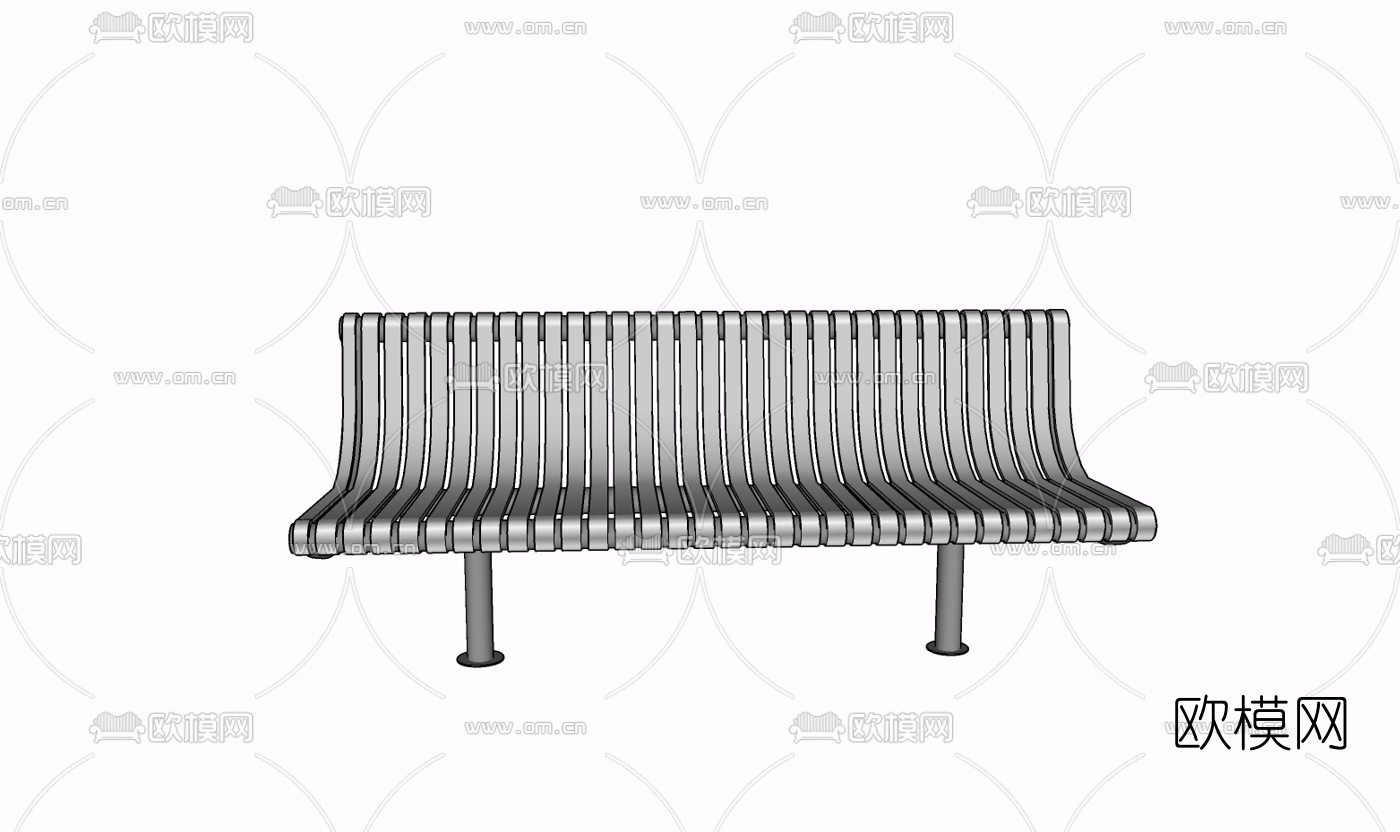 现代金属公用椅免费su模型下载