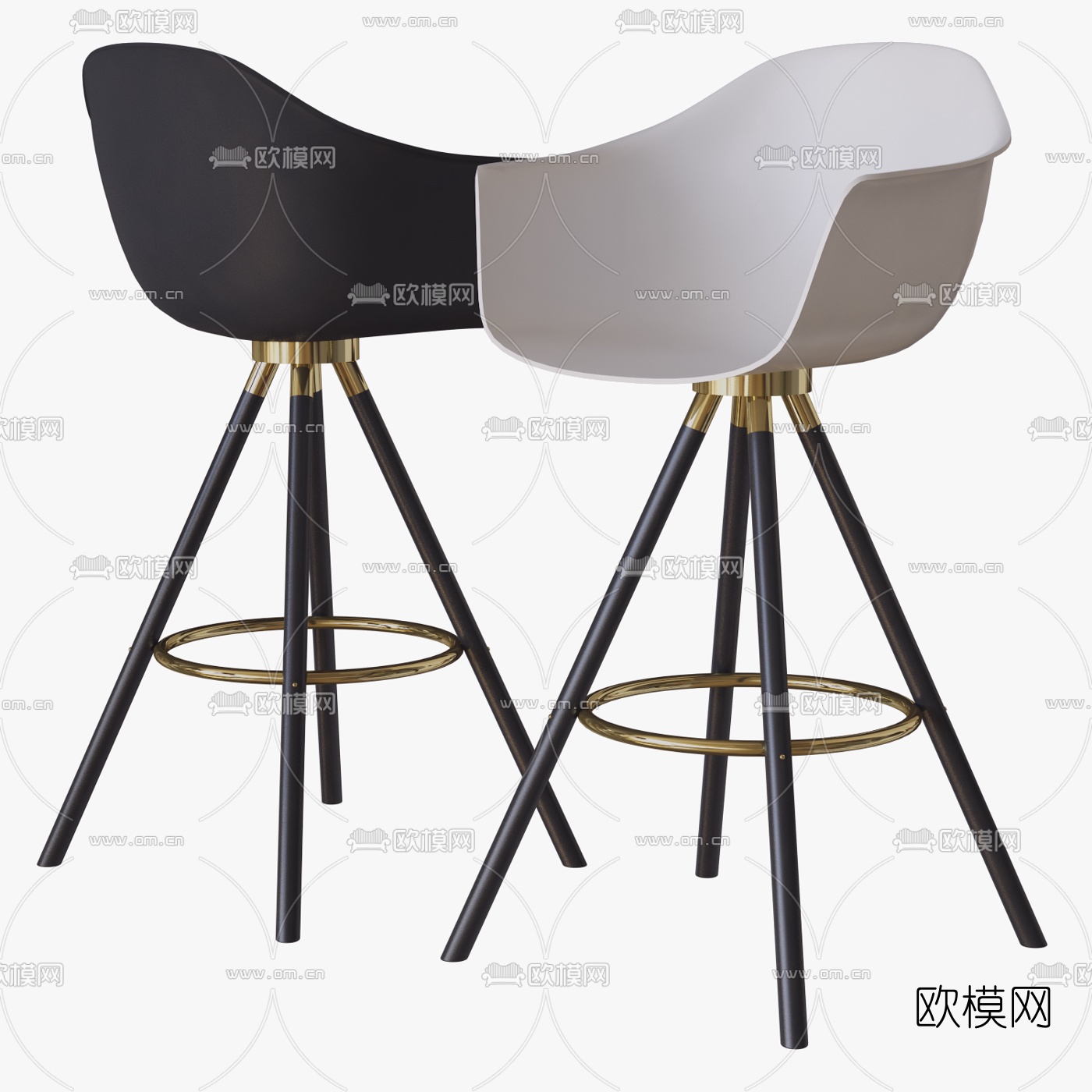 现代烤漆金属单椅3d模型下载（渲染图1）