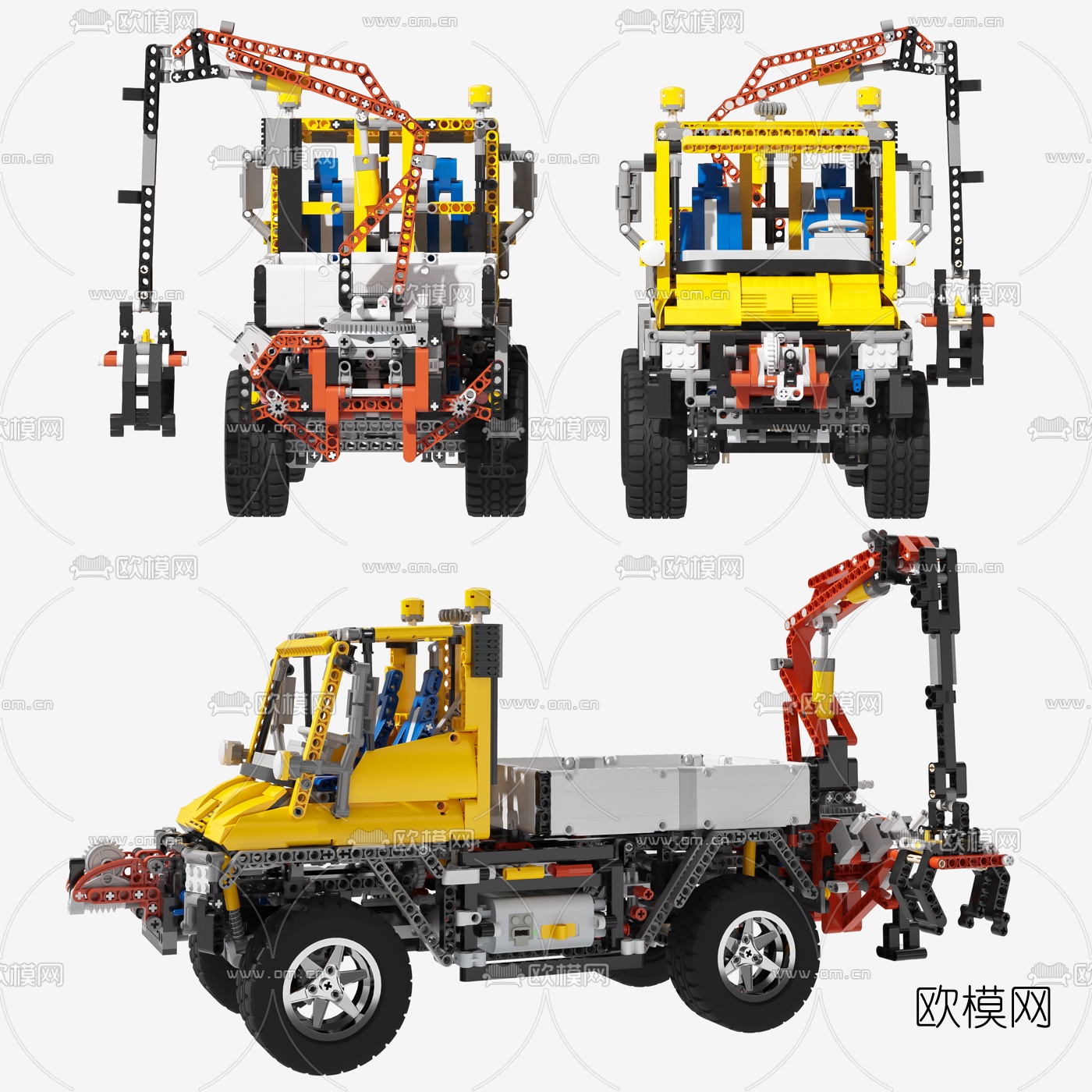 现代乐高工程车玩具3d模型下载（渲染图1）