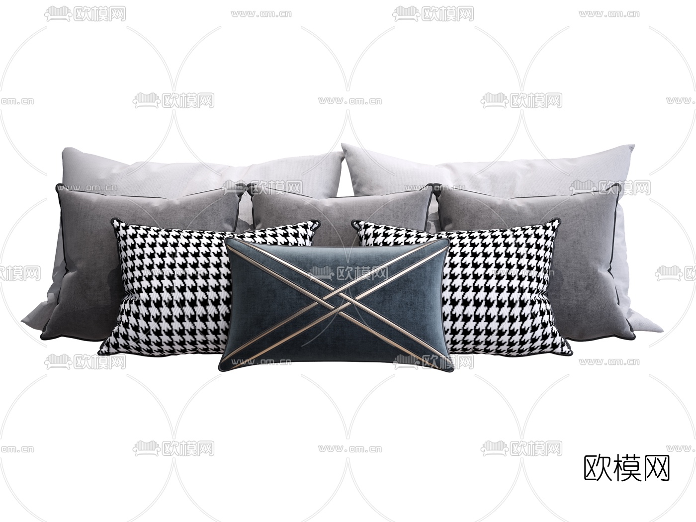 现代布艺抱枕3d模型下载