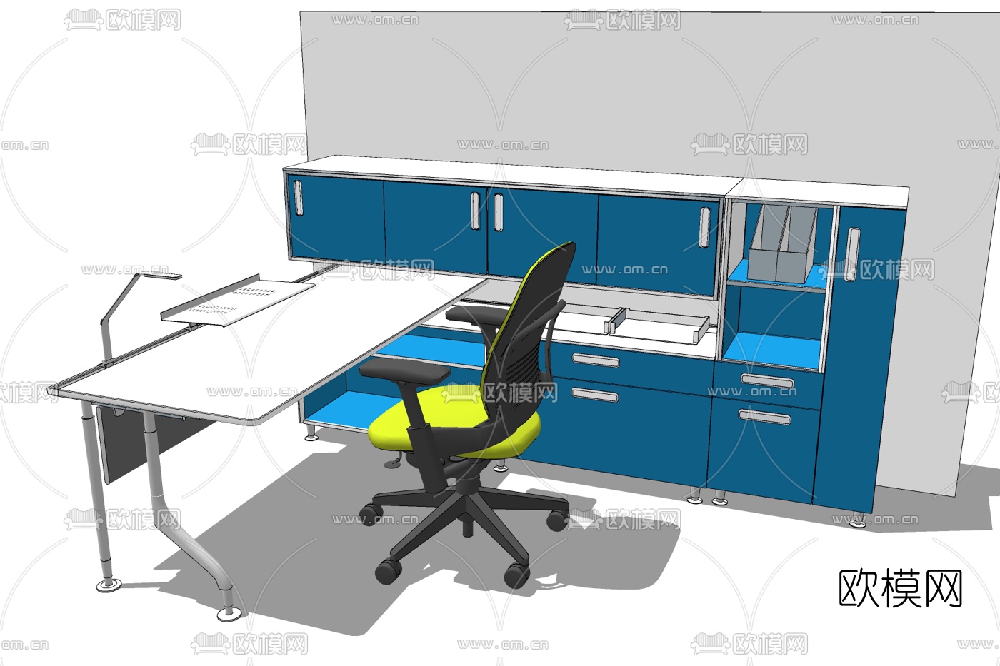 现代班台桌免费su模型下载