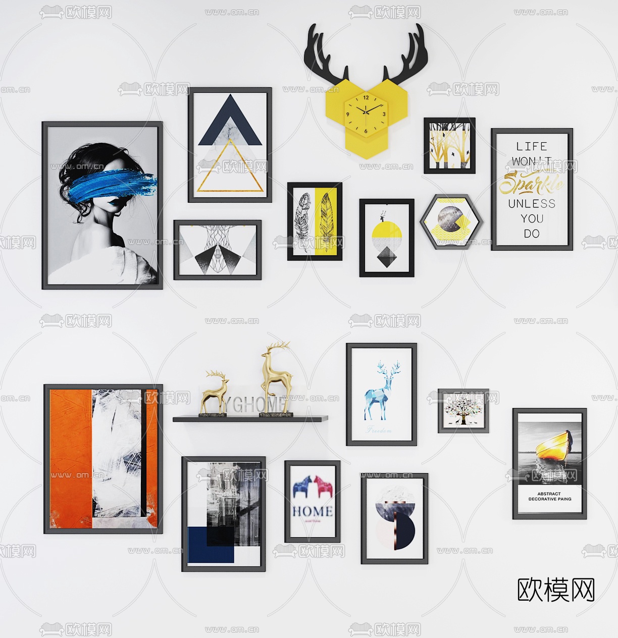 北欧创意装饰挂画3d模型