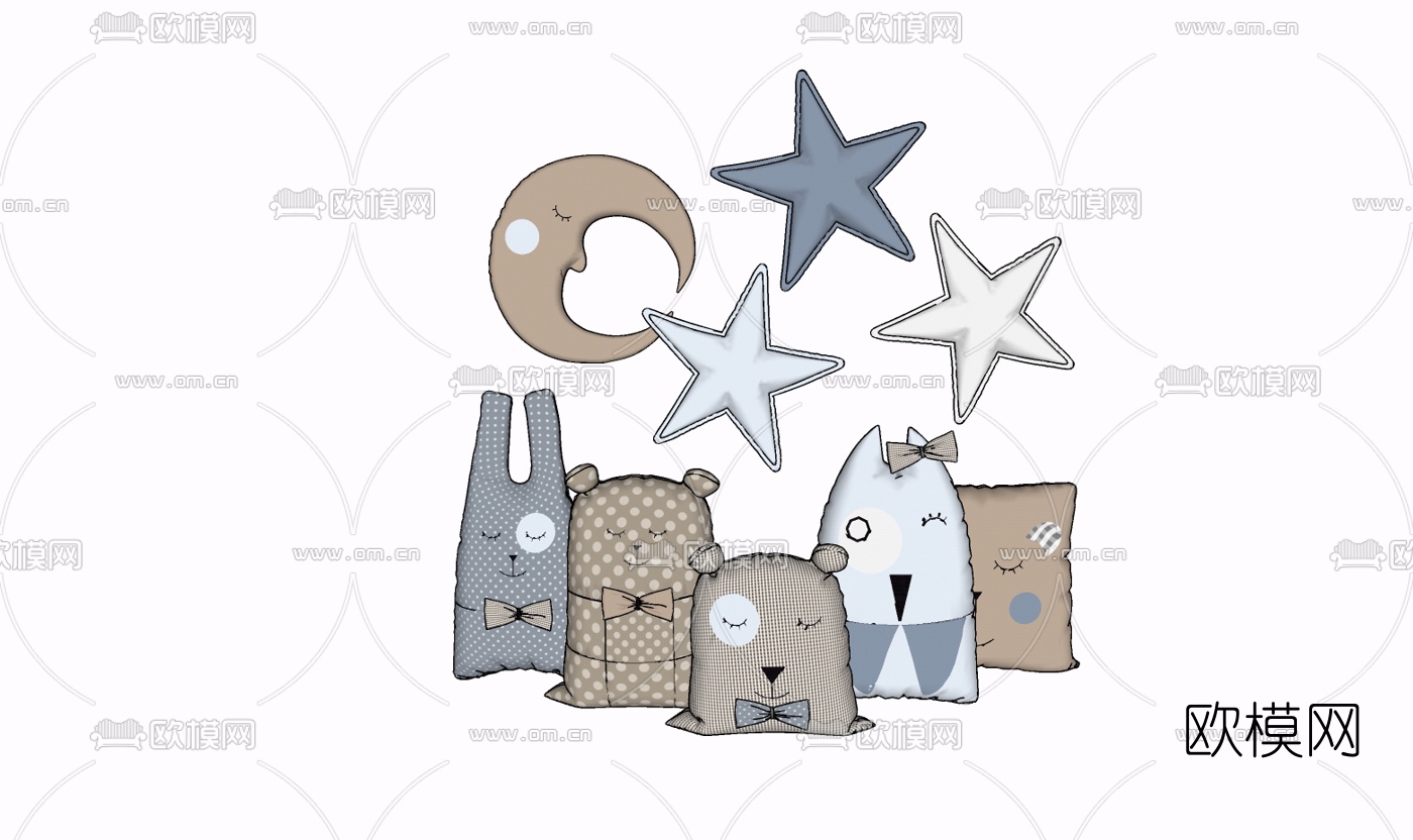 现代布艺玩偶免费su模型下载