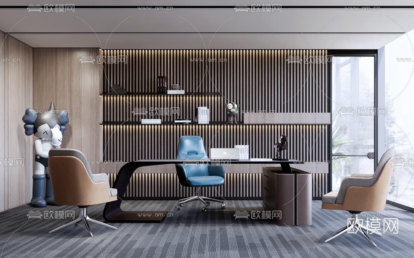现代总经理办公室su模型下载（渲染图1）