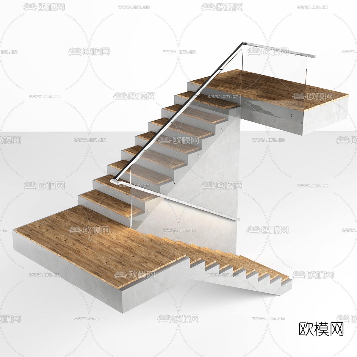 现代简易楼梯护栏免费3d模型