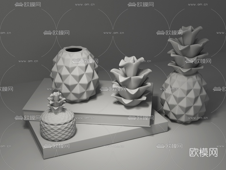 北欧菠萝饰品书籍摆件3d模型下载(渲染图4)
