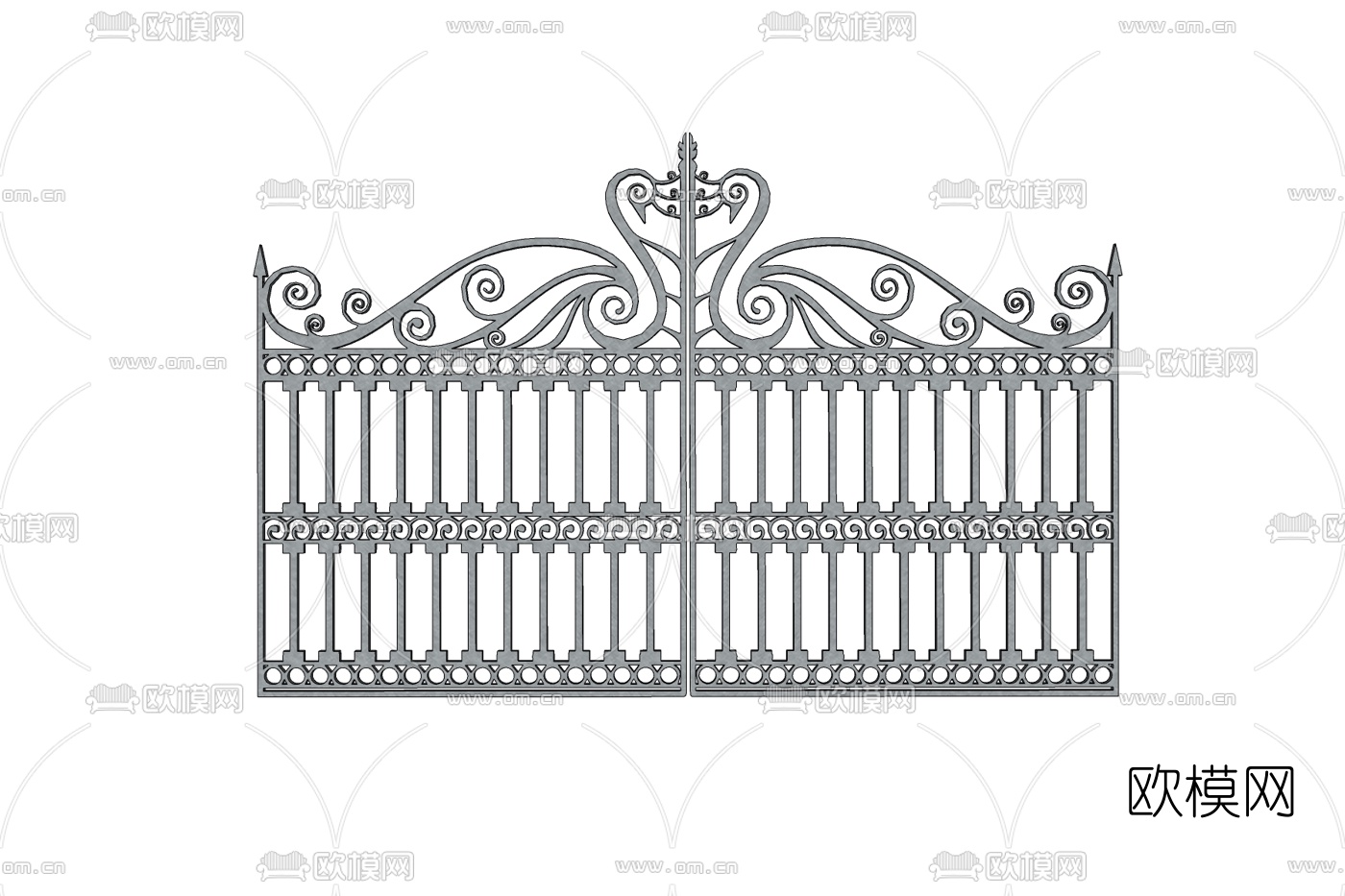 欧式铁艺庭院大门免费su模型下载