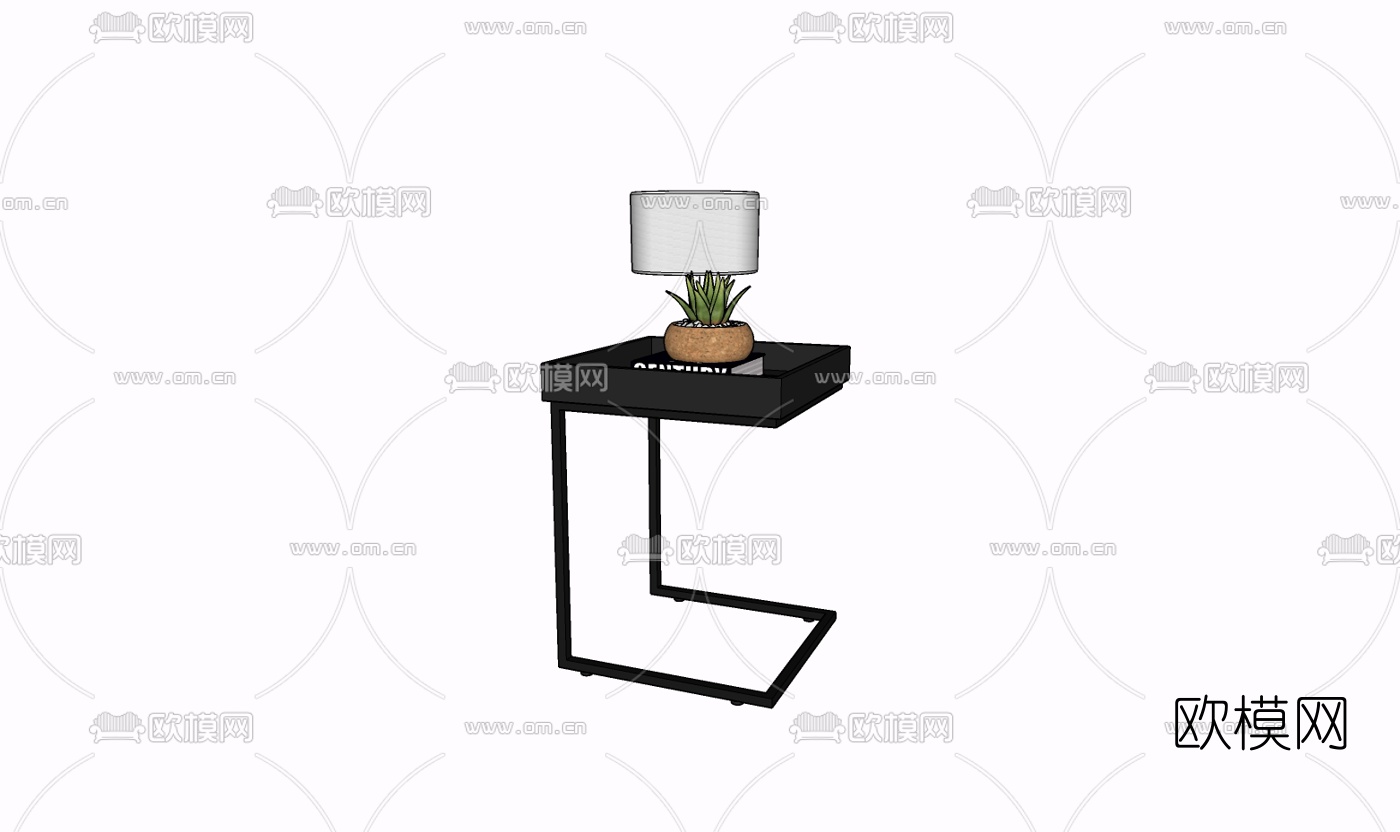 现代金属边几免费su模型下载