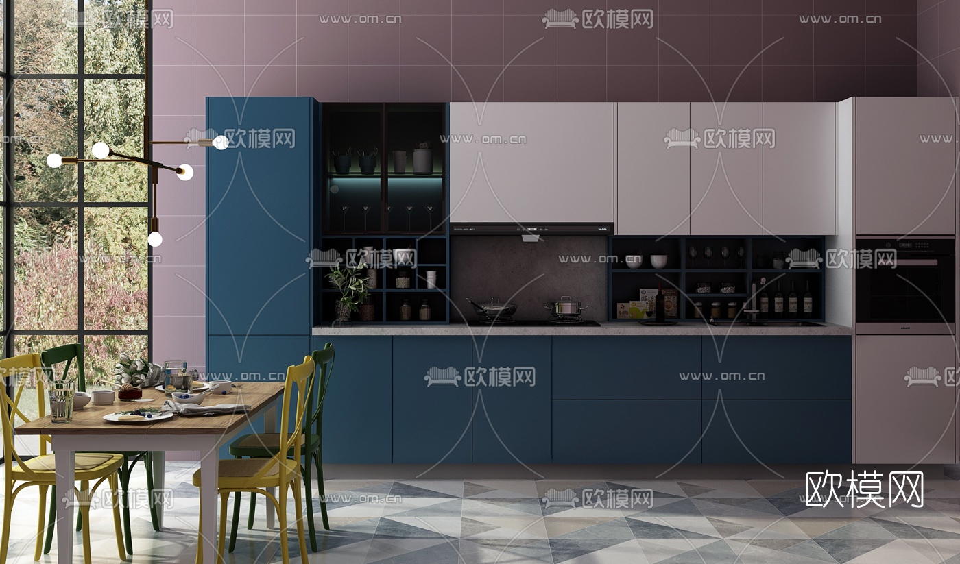 北欧厨房橱柜3d模型下载