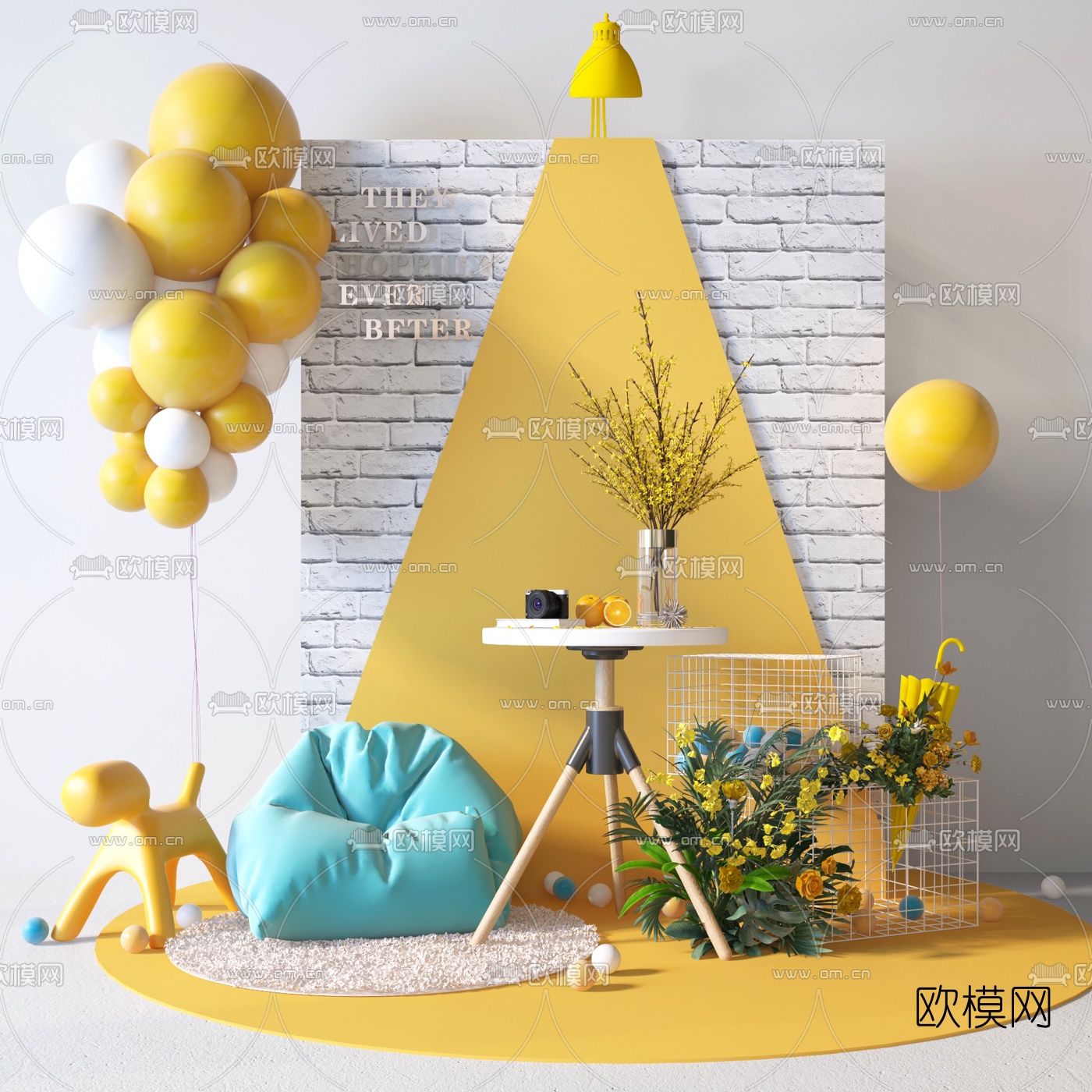 北欧网红气球婚庆婚礼3d模型下载