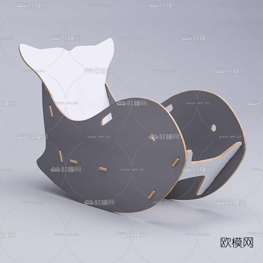 现代简约儿童椅3d模型下载（渲染图2）