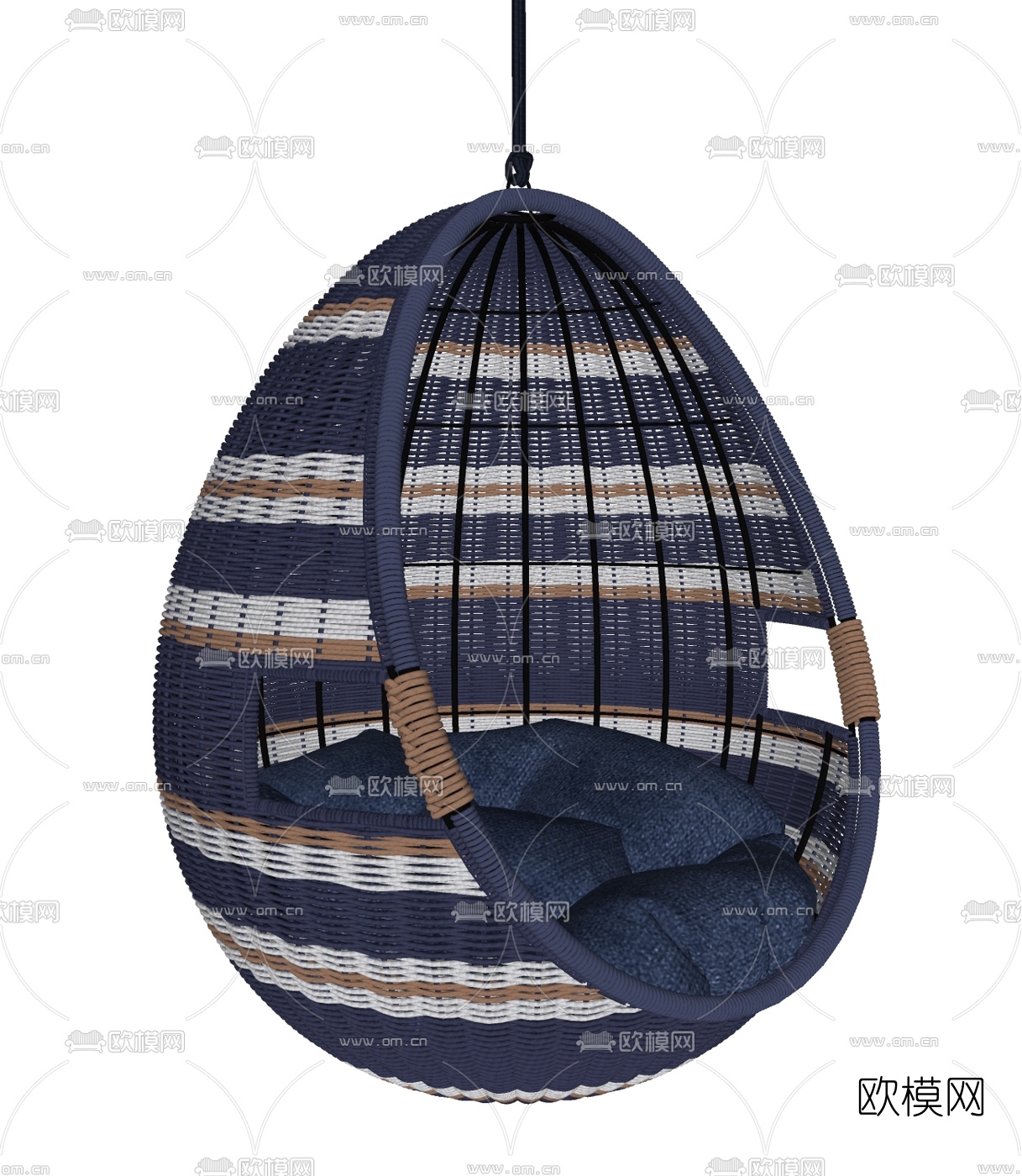 现代藤编休闲吊椅su模型下载