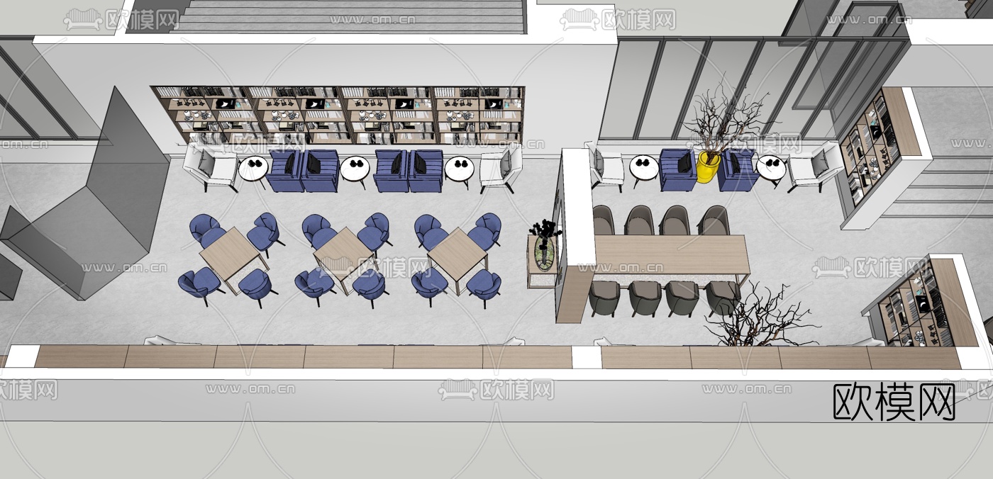 现代办公室休息区su模型下载（渲染图2）